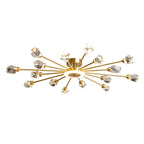 Plafonnier LED semi-encastré à intensité variable en cristal Sputnik doré
