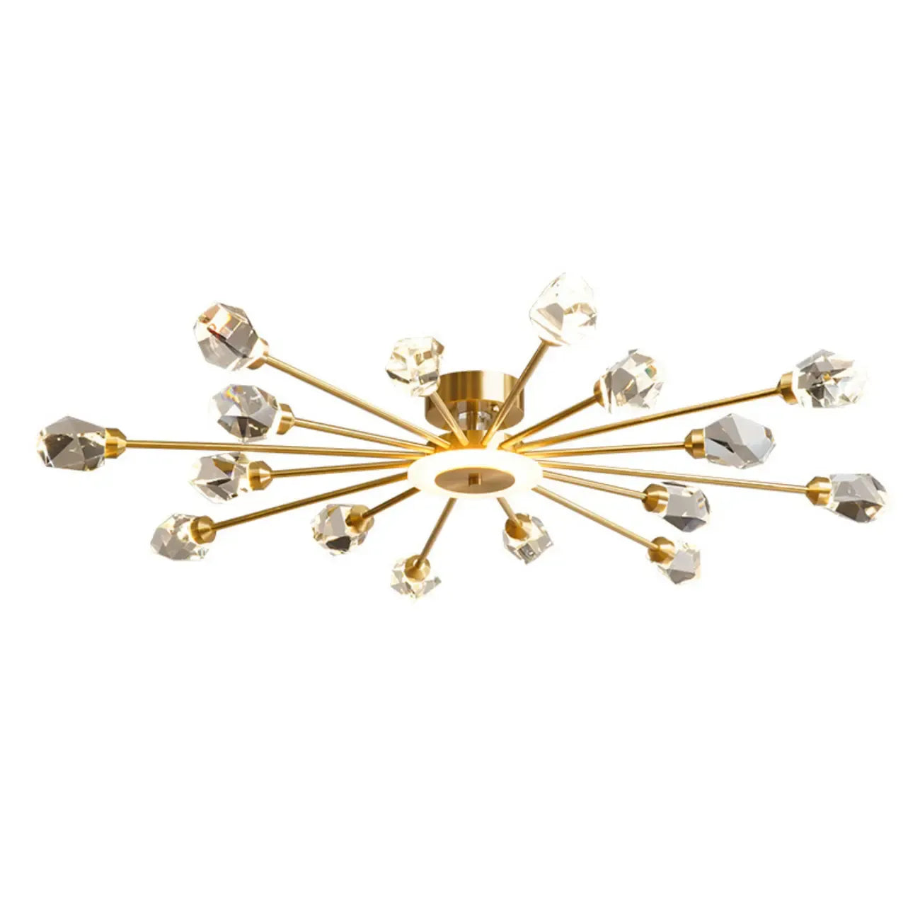 Plafonnier LED semi-encastré à intensité variable en cristal Sputnik doré