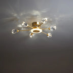 Plafonnier LED semi-encastré à intensité variable en cristal Sputnik doré