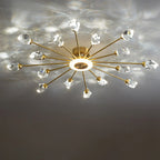 Plafonnier LED semi-encastré à intensité variable en cristal Sputnik doré