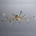 Plafonnier LED semi-encastré à intensité variable en cristal Sputnik doré