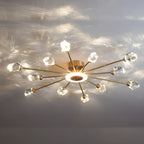 Plafonnier LED semi-encastré à intensité variable en cristal Sputnik doré