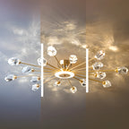 Plafonnier LED semi-encastré à intensité variable en cristal Sputnik doré