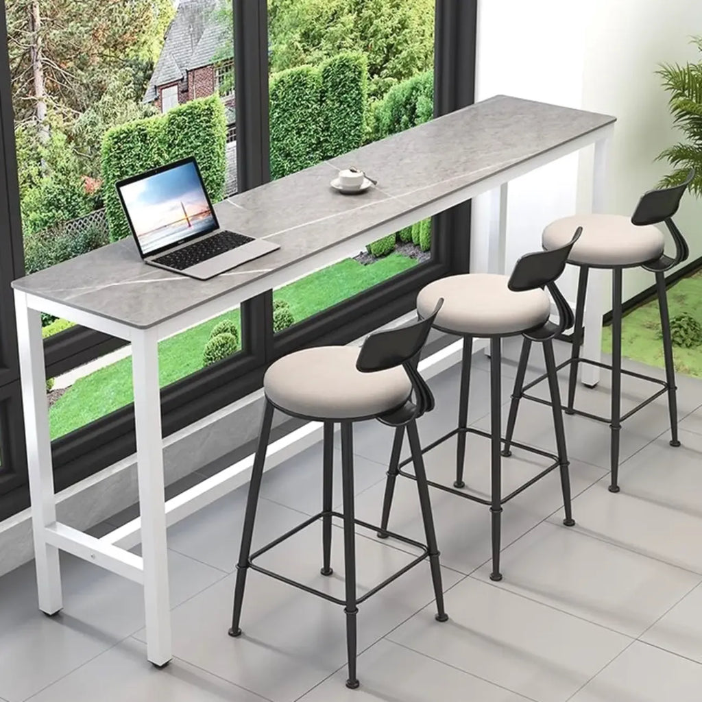 Tables de bar modernes en quartz gris avec pieds en métal