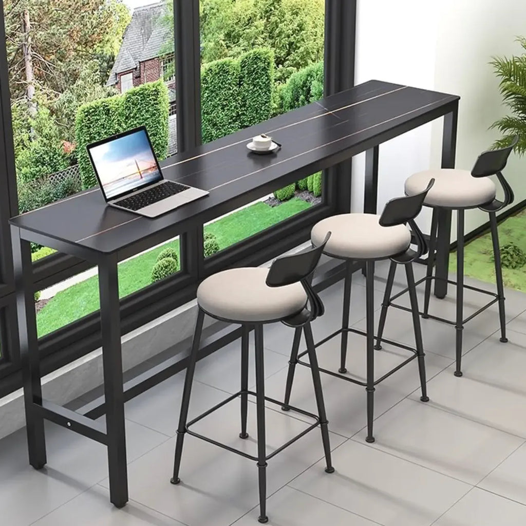 Tables de bar modernes en quartz gris avec pieds en métal