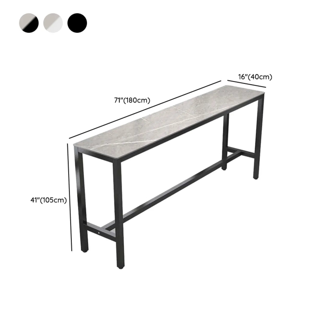 Tables de bar modernes en quartz gris avec pieds en métal