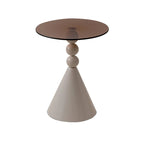 Élégante table d'appoint ronde en verre avec pied central en fer