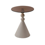Élégante table d'appoint ronde en verre avec pied central en fer