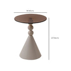 Élégante table d'appoint ronde en verre avec pied central en fer