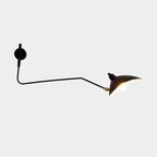 Applique da parete a braccio oscillante in metallo nero a 2 luci e a 1 luce
