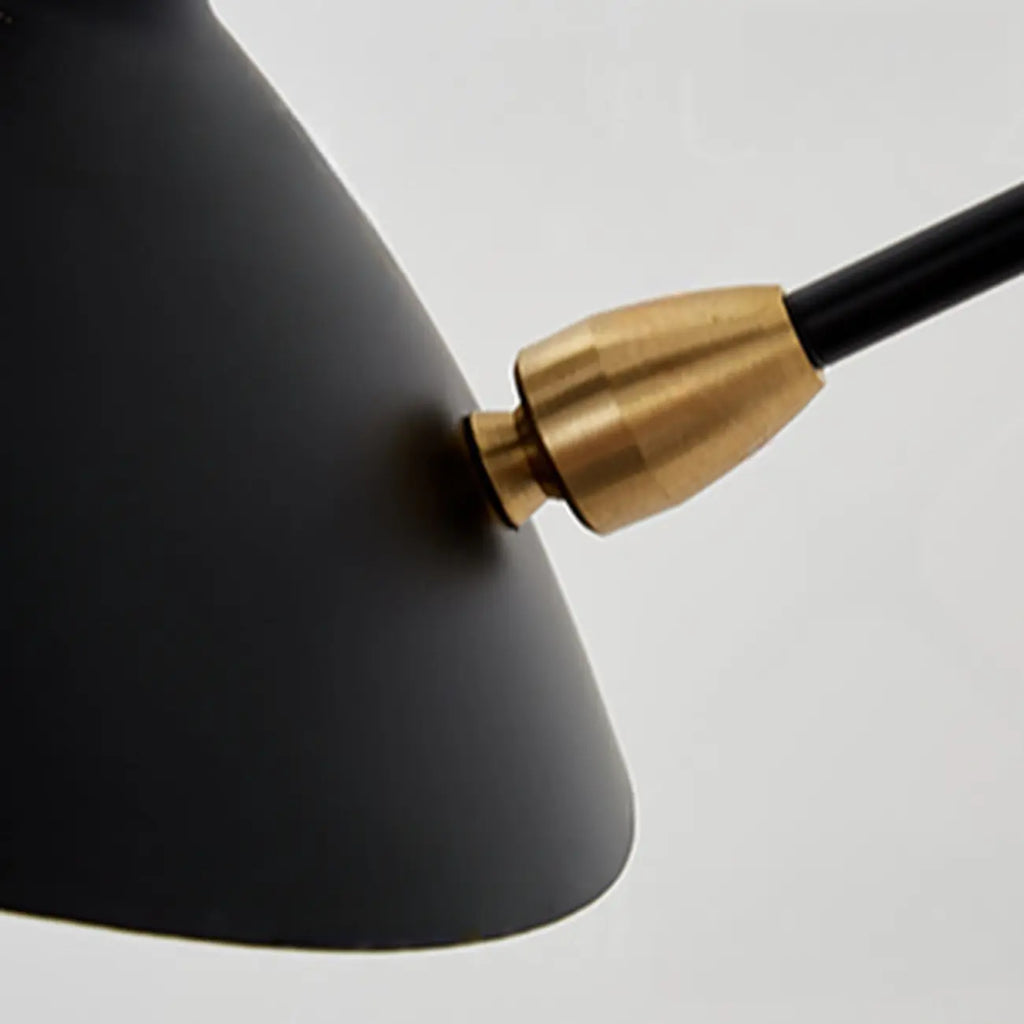 Applique da parete a braccio oscillante in metallo nero a 2 luci e a 1 luce