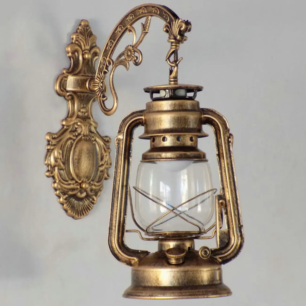 Applique murale d'extérieur industrielle avec abat-jour en verre argenté