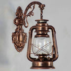 Applique murale d'extérieur industrielle avec abat-jour en verre argenté