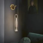 Applique murale d'intérieur moderne en laiton avec abat-jour en cristal géométrique