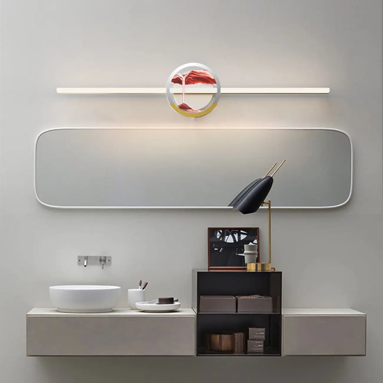 Applique murale de salle de bain en verre à intensité variable avec LED intégrée