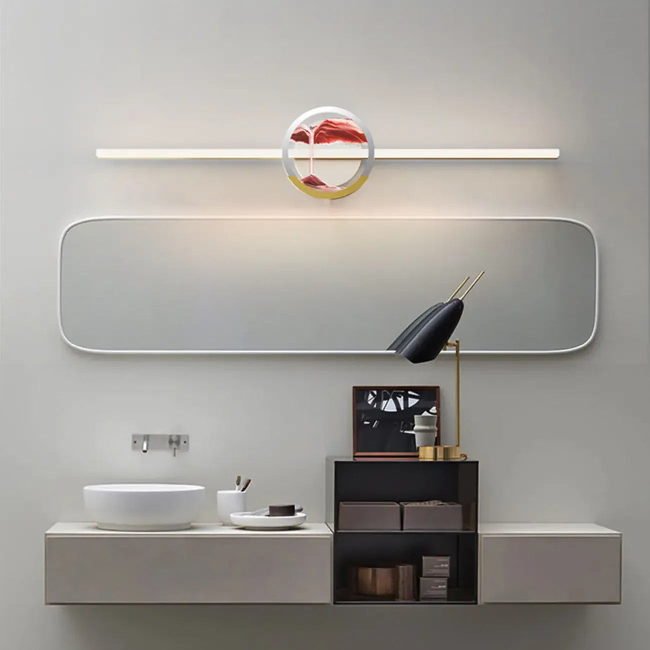 Applique murale de salle de bain en verre à intensité variable avec LED intégrée
