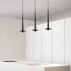 Suspension LED géométrique en métal noir avec abat-jour en aluminium