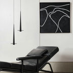 Suspension LED géométrique en métal noir avec abat-jour en aluminium