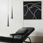 Suspension LED géométrique en métal noir avec abat-jour en aluminium