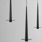 Suspension LED géométrique en métal noir avec abat-jour en aluminium