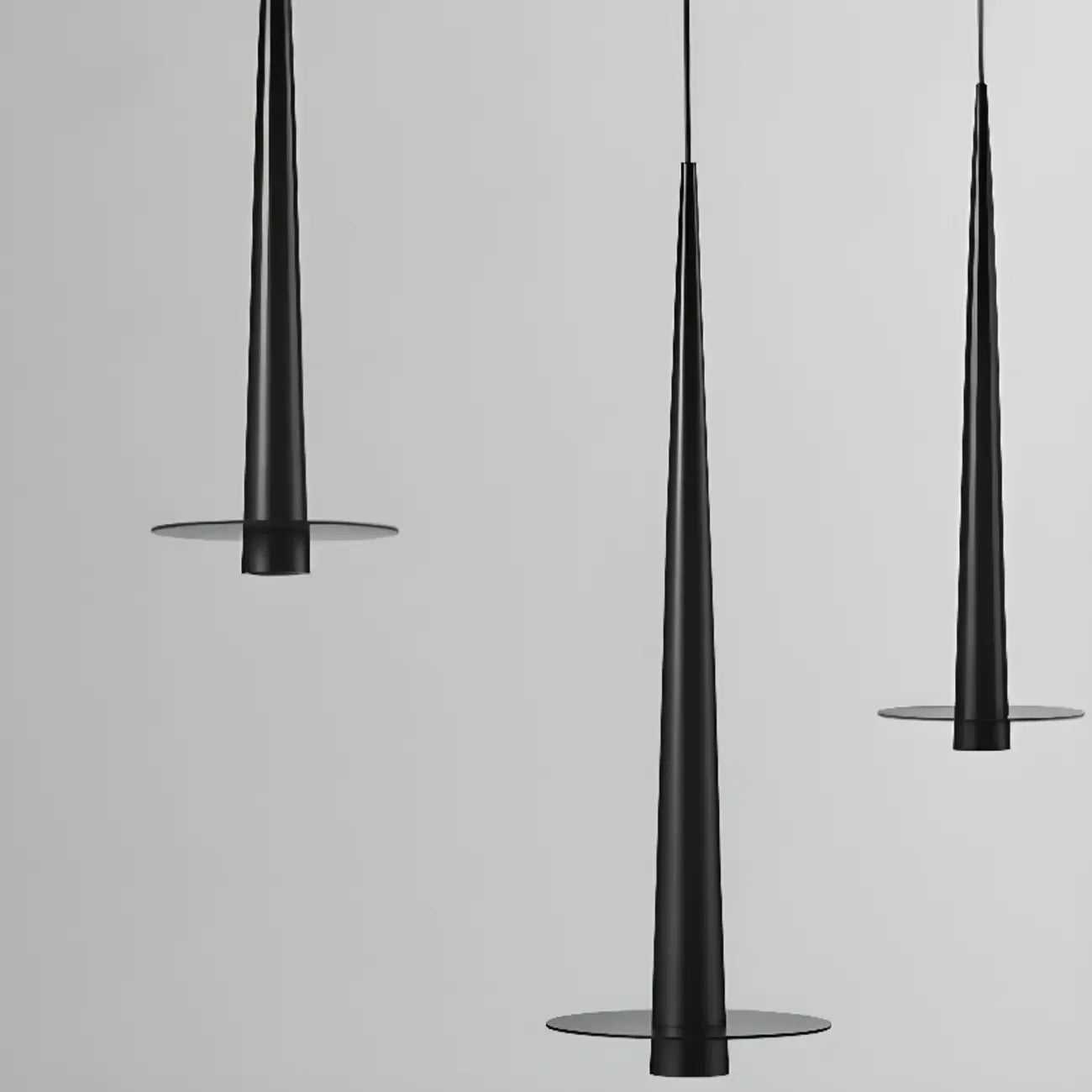 Suspension LED géométrique en métal noir avec abat-jour en aluminium