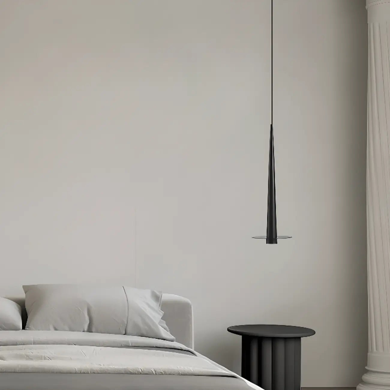 Suspension LED géométrique en métal noir avec abat-jour en aluminium