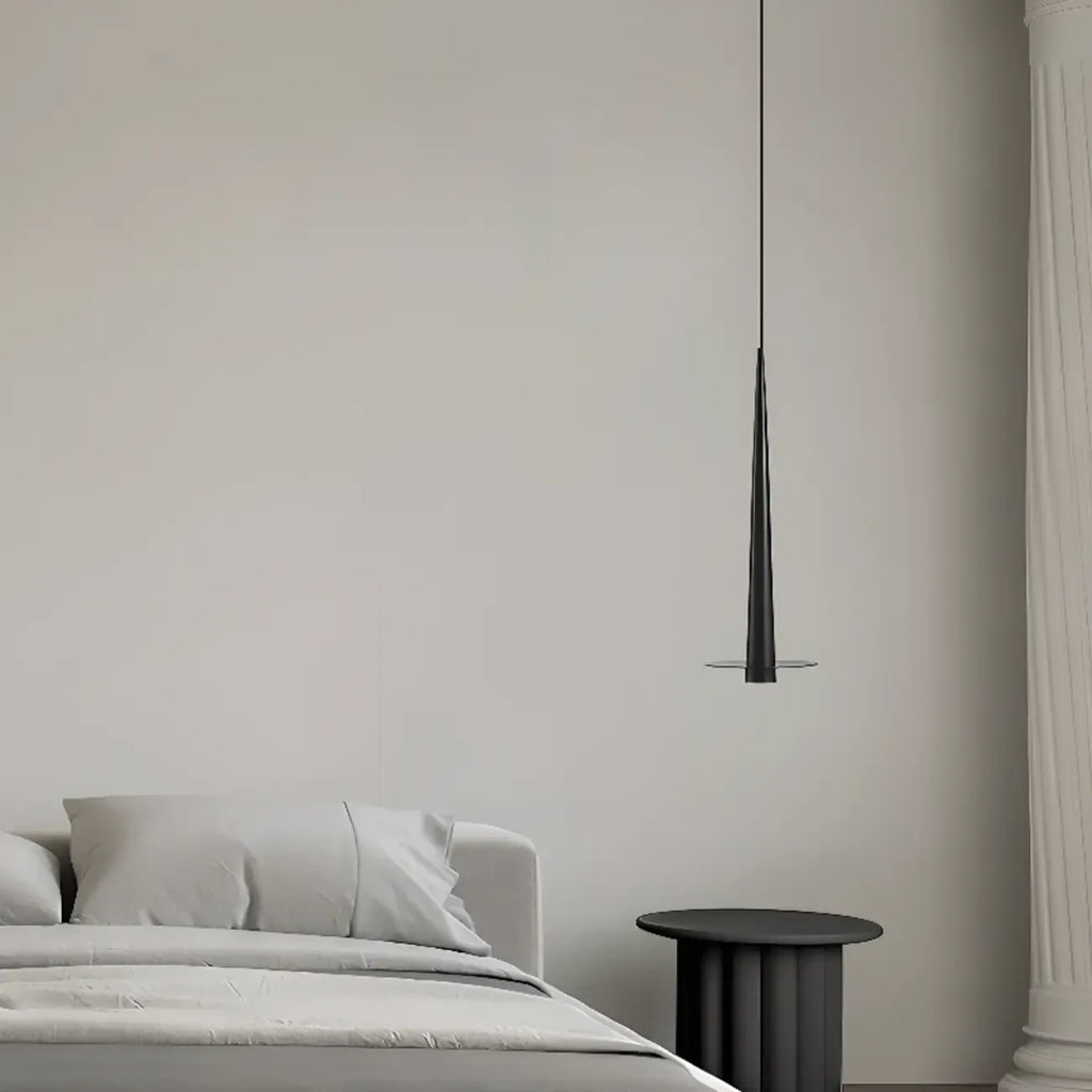 Suspension LED géométrique en métal noir avec abat-jour en aluminium