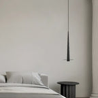 Suspension LED géométrique en métal noir avec abat-jour en aluminium
