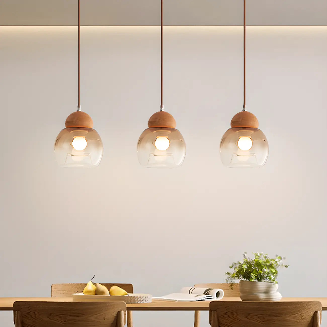 Suspension moderne en verre pour îlot de cuisine