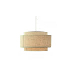 Suspension élégante en tissu beige à plusieurs couches pour salle à manger