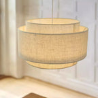 Suspension élégante en tissu beige à plusieurs couches pour salle à manger
