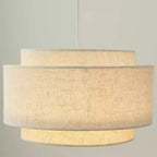 Suspension élégante en tissu beige à plusieurs couches pour salle à manger