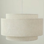 Suspension élégante en tissu beige à plusieurs couches pour salle à manger