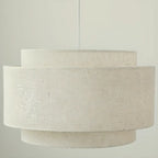 Suspension élégante en tissu beige à plusieurs couches pour salle à manger