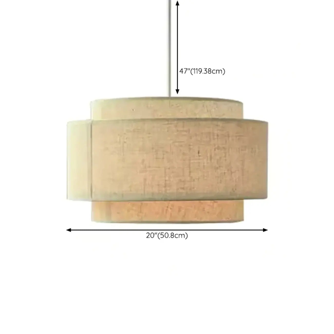Suspension élégante en tissu beige à plusieurs couches pour salle à manger