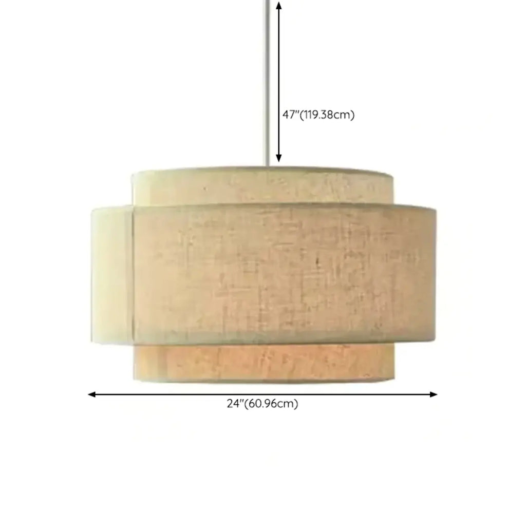 Suspension élégante en tissu beige à plusieurs couches pour salle à manger