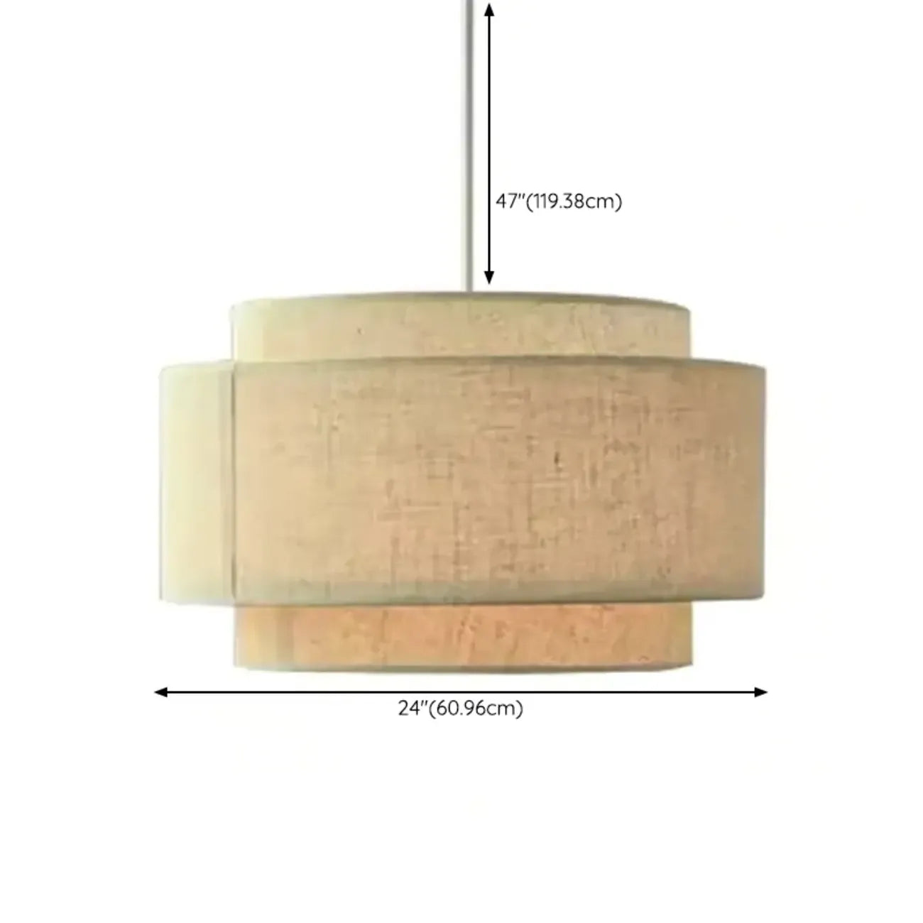 Suspension élégante en tissu beige à plusieurs couches pour salle à manger