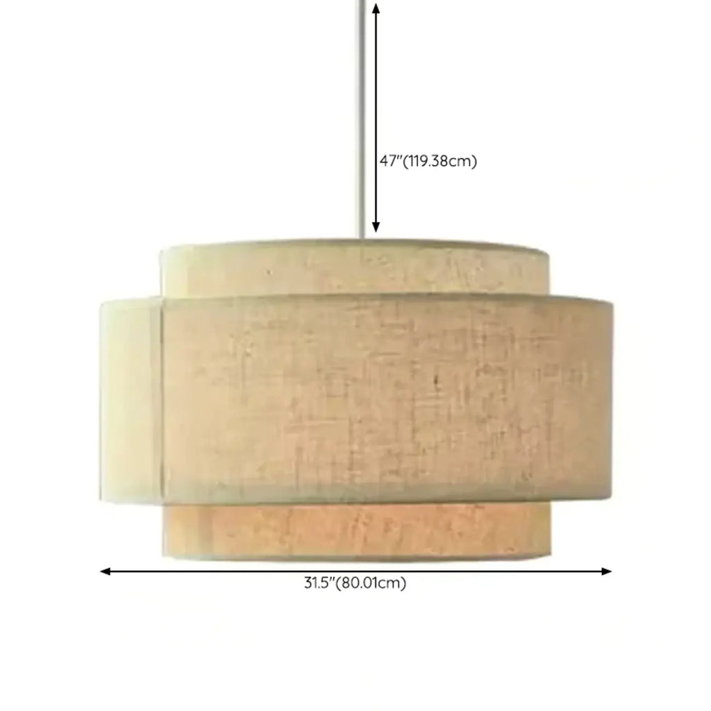 Suspension élégante en tissu beige à plusieurs couches pour salle à manger