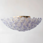 Plafonnier rond doré à abat-jour floral moderne en verre