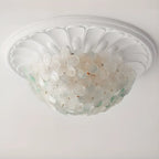 Plafonnier rond doré à abat-jour floral moderne en verre