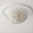 Plafonnier rond doré à abat-jour floral moderne en verre