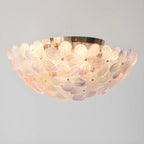 Plafonnier rond doré à abat-jour floral moderne en verre