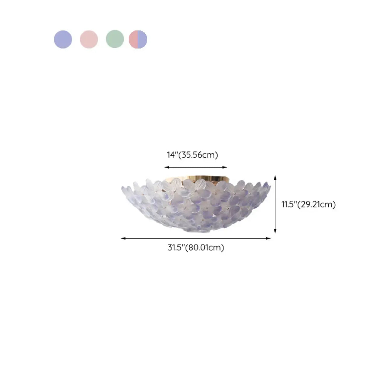 Plafonnier rond doré à abat-jour floral moderne en verre