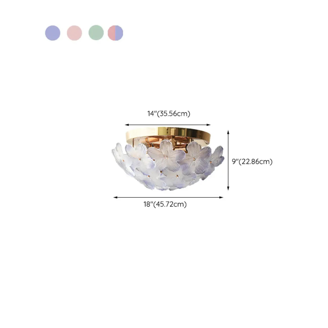 Plafonnier rond doré à abat-jour floral moderne en verre