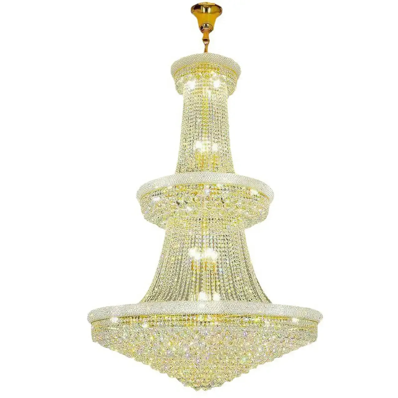Lampadario regolabile Grand Gold con cristalli trasparenti