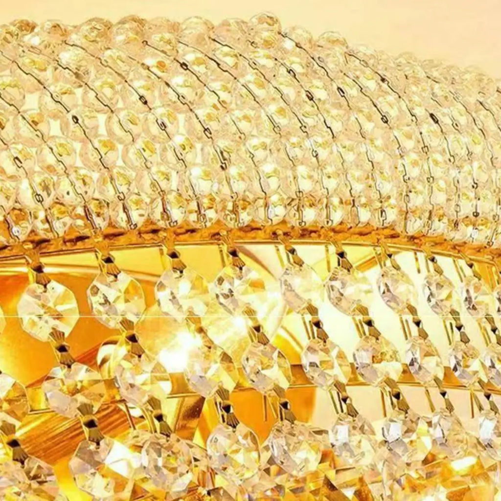 Lampadario regolabile Grand Gold con cristalli trasparenti