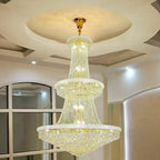 Lampadario regolabile Grand Gold con cristalli trasparenti