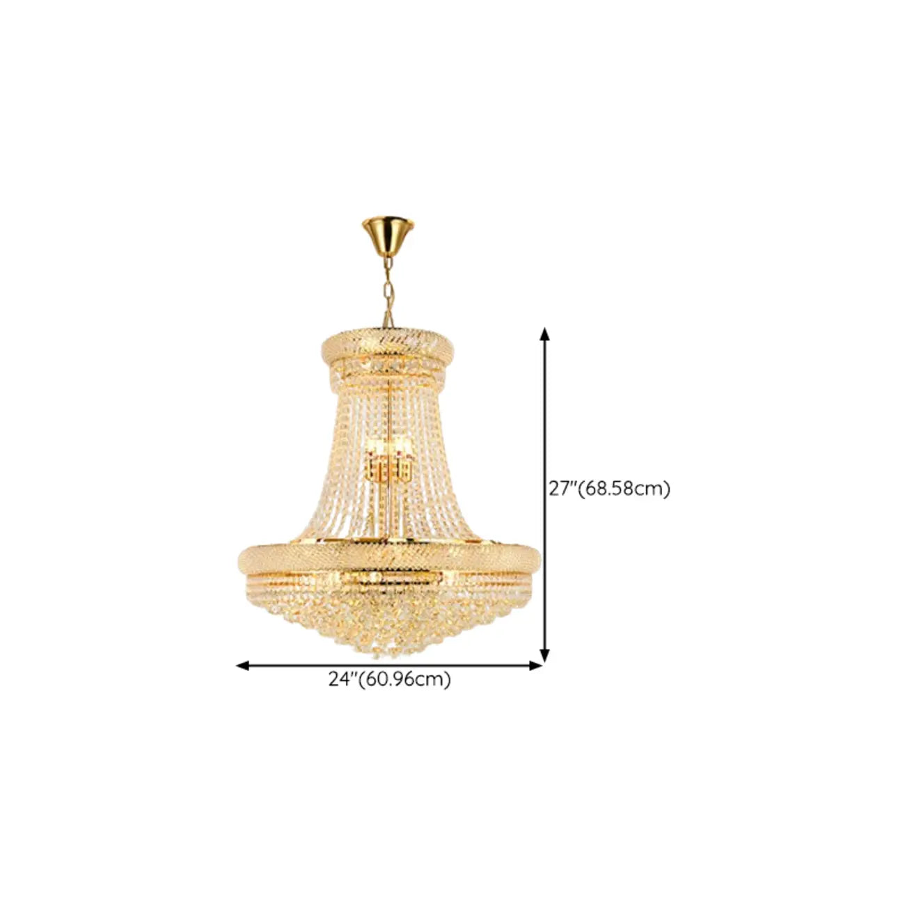 Lampadario regolabile Grand Gold con cristalli trasparenti