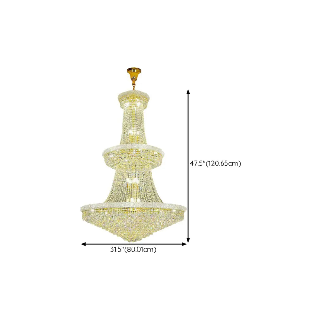 Lampadario regolabile Grand Gold con cristalli trasparenti