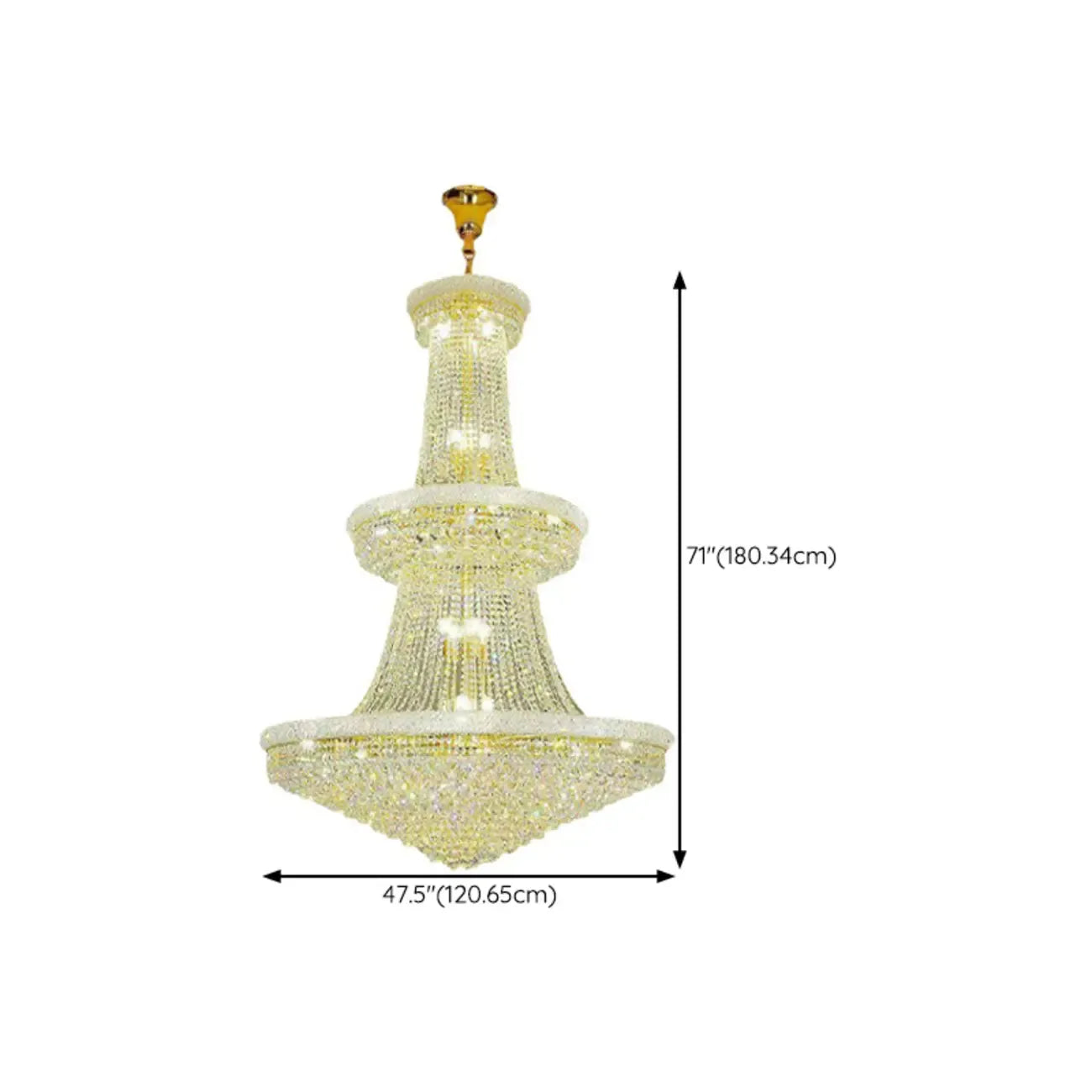 Lampadario regolabile Grand Gold con cristalli trasparenti